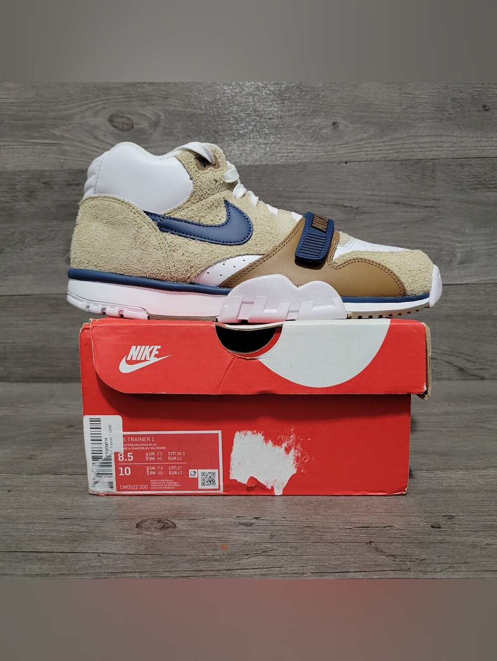 Nike Air Trainer 1 Mens Size 8.5 Limestone Valerian Blue White DM0522-200